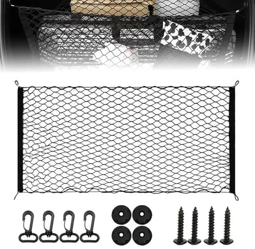 Rete Bagagliaio Auto, Rete Portaoggetti Tasca Organizer Elastico 110 × 60 cm, Reti Car Van con 4 Ganci, per SUV Van Truck Bagagliaio di Tronco di Auto Campeggio, Universale