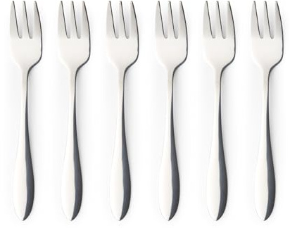 Salter Dessert Fork Set of 6 – Harrogate, 18/0 Stainless Steel Cake Forks, 19 cm Height, Pastry Cutlery Set, Mirror Polish Finish Flatware, Tableware for Home, Restaurant, Kitchen, Dishwasher Safe