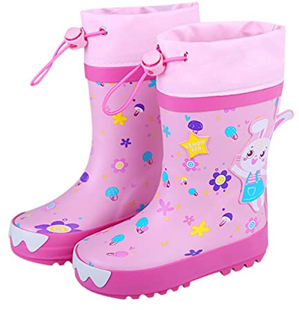 Generisch Bottes en caoutchouc doublées pour enfant - 25 chaussures de pluie mignonnes - Imprimé animal - Coupe-vent - Imperméables - Semelle profilée - Antidérapantes - Wellies - Semelle épaisse, d