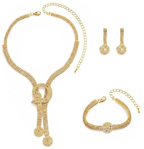 Touosy 3 Pièces Parure Bijoux Femme, avec Collier Boucle D'oreille Bracelet Parures pour Femme, Hypoallergénique Ensemble Bijoux Fantaisie pour Mariage Fiançailles Cadeau Anniversaire