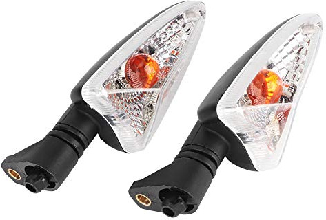 Hlyjoon 2 Piezas Luz de Intermitentes LED Moto Delantero o Trasero Luz de Señal de Giro Indicadores de Giro de la Lámpara Impermeable para Tiger Daytona Street Triple 2007-2014(Negro Blanco)