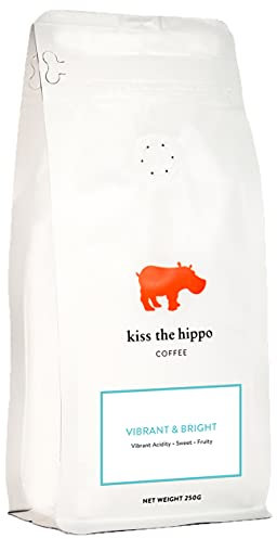 Kiss the Hippo - Vibrant and Bright Coffee | Single Origin | Whole Beans | Cafetiere, Filter | Suitable For Milk | Notes of Red Apple, Orange, Floral | 250 gr