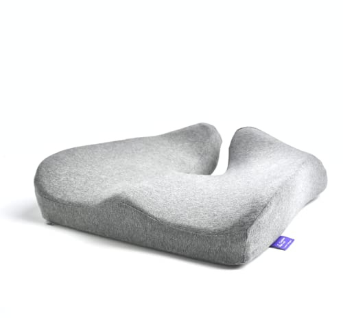 Cushion Lab Patented Pressure Relief Seat Cushion for Long Sitting Hours on Office/Home Chair, Car, Wheelchair - Extra-Dense Memory Foam for Hip, Tailbone, Coccyx, Sciatica - Light Grey
