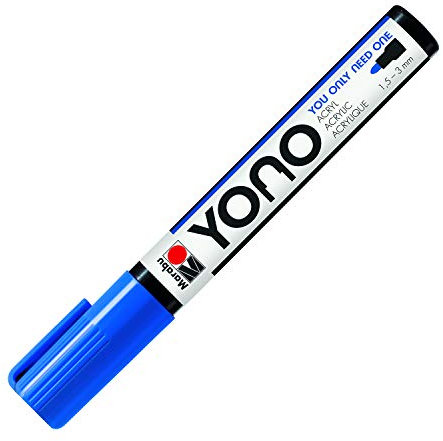 Marabu 12400103053 - YONO Marker, Dunkelblau 053, vielseitiger Acrylstift mit japanischer Rundspitze 1,5 - 3 mm, wasserbasiert, lichtecht und wasserfest, für nahezu alle Untergründe