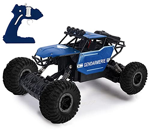 TURBO CHALLENGE - Voiture - Gendarmerie - 099229 - Voiture Télécommandée - Bleu - 1/16 - Prêt à Rouler - Batterie Rechargeable et Piles incluses - Plastique - À Partir de 6 Ans
