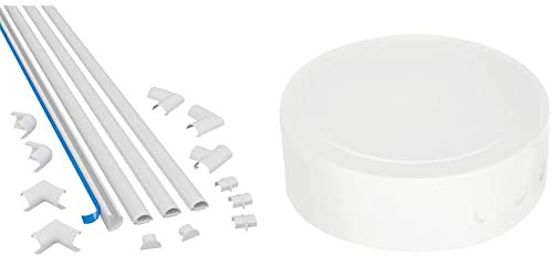 D-Line 2010KIT001 Micro+ Kabelkanal Selbstklebender, Halbrunde Kabelführungen - 20x10 mm 4 x 1 m Länge - Weiß & Kopp 341817082 Kunststoff-Abzeig-Baldachin, weiß