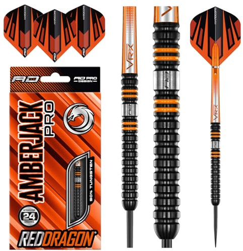 RED DRAGON Darts | Amberjack Pro 1 | 24g Steel Tip | 90% Tungsten Darts Set