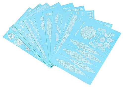 ANCLLO 10 pièces Blanc henné temporaire Tatouage Autocollants Dentelle Fleur Mandala Fleur étanche Faux Tatouage décorations de fête de Mariage