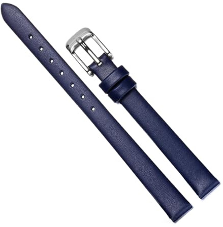 Chlikeyi Correa de reloj Universal para mujer, correa de piel pequeña, pulsera fina, plata azul rey, 17 mm