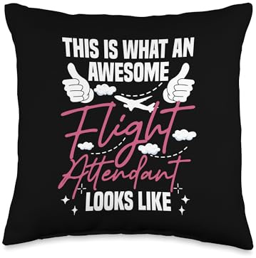Funny Steward Gift Ideas For Flight Attendant Fan Funny an Awesome Flight Attendant Looks Like Cabin Crew Throw Pillow, 16x16, Multicolor