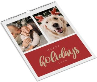 Wandkalender mit eigenen Fotos gestalten | DIN A4 | Fotokalender 2024 | personalisiert | Holidays | rot | 13 Seiten | Bastelkalender | Kreativ-Kalender | Kalender | Hochformat | Familienmomente