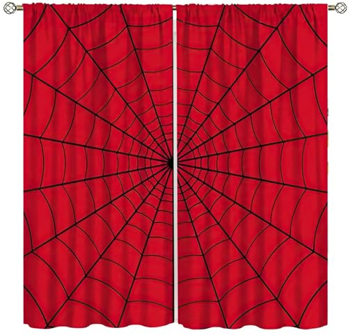 Yearn Jear Rideaux de fenêtre Rouges en Toile d'araignée de Super héros pour Enfants, Chambre de bébé, Chambre à Coucher, décoration de Bureau - 106,7 x 114,3 cm