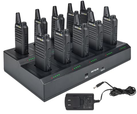 Retevis RT22 Business Walkie Talkies with Multi-Unit Charger, Two Way Radio Long Range Rechargeable, FRS, License-Free, Compact & Lightweight, for Retail Stores, Restaurants, Healthcare(10 Pack)