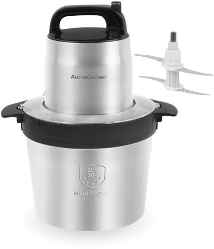 AoraKitchen Hachoir - 5 litres - 2 vitesses - Chopper - 2000 W - Électrique - 4 lames en acier inoxydable
