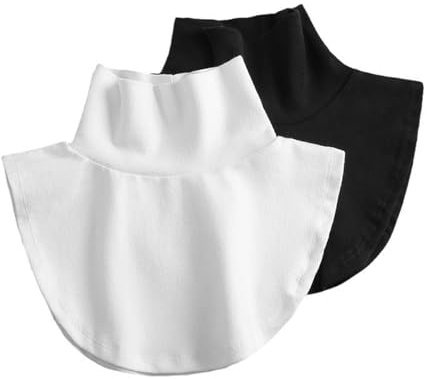 Ieron 2 Pezzi da Donna Falso Dolcevita Maglione Scialle Collo Alto Mezza Dolcevita Falso Collo Protezione Collo Fondo Intimo Cotone Falso Colletto Mezza Casacca Nero Bianco