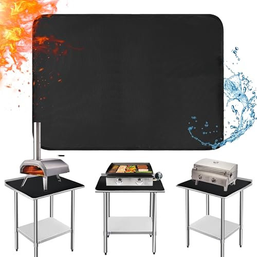 Khongoo Heat Resistant Mat Under BBQ Grill, Fireproof Mat to Protect Your Outdoor Prep Grill Table, Waterproof & Oilproof BBQ Mats for Portable Charcoal, Gas Grills, Pizza Oven, 40x60cm, Black