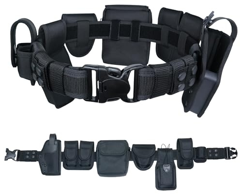 ZGJINLONG Duty Belt w/Utility Belts Law Enforcement Police Molded Pouches Kit ，Nylon Tactical Officer Security Guard Belt 4 pack Belts Keeper