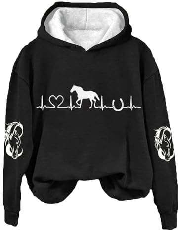 Sweats à capuche pour femmes avec motif cheval, sweats à capuche vintage pour femmes avec motif cheval,sweats à capuche décontractés et doux, sweats à capuche amples et confortables