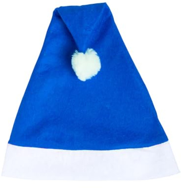 Lote 20 Gorros de Papá Noel Navidad para adulto. 30x43 cm. En Poliéster Suave, con Pompón, para Fiestas y Disfraces Navideños. (Azul)