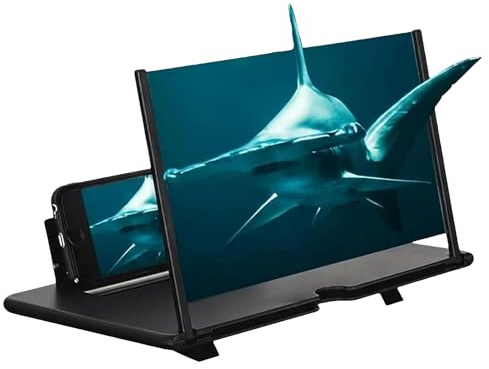 2026 New Mobile Phone Magnifier Projector Screen, 3D Ultra-HD Magnifying Projector Screen Enlarger for Cell Phone, Foldable Mobile Phones Magnifier Supports All Phones for Movies, Gaming (Black,10)