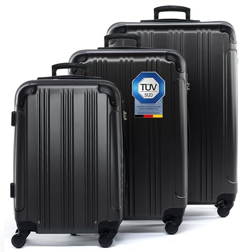 FERGÉ Juego 3 Maletas rigidas QUÉBEC Equipaje de Viaje Dura Trolley Set con 4 Ruedas giratorias (360) Gris