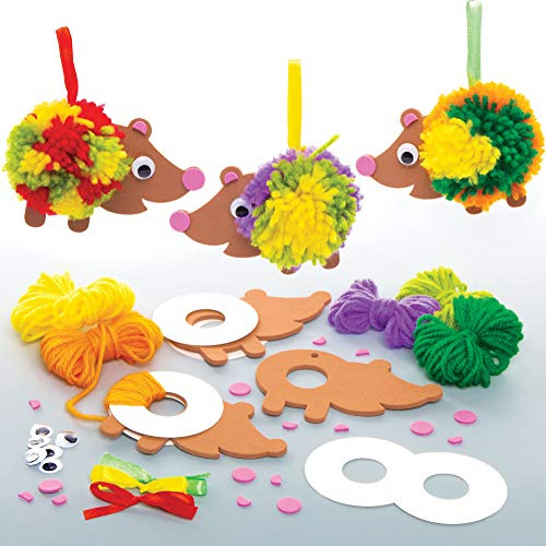 Baker Ross Kit Pompon Porcospino (confezione da 3) - Attività Creative per Bambini