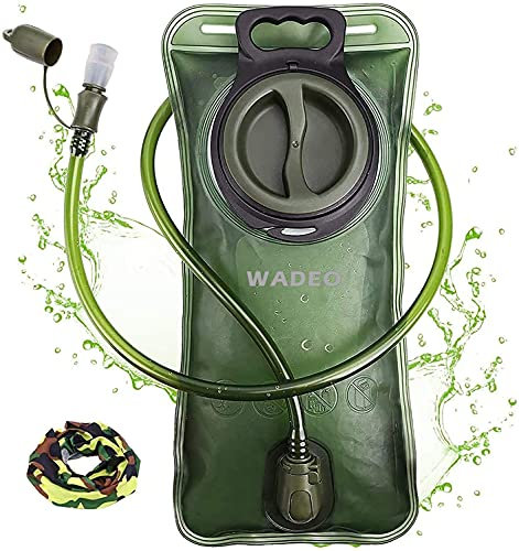 WADEO Trinkblase 2 Liter mit auslaufsicherer Wasserreservoir, Military Wasser Aufbewahrung Blase, BPA-frei Hydration Pack für Wandern Klettern Radfahren Laufen, große Öffnung, isoliert Tube