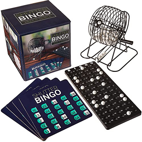 Royal Bingo Supplies Bingo Game Set for Adults, Seniors & Family - Bingo Balls with Cage and Bingo Cards with Sliding Windows - Shutter Card Roller Cage Set