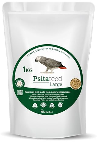 Psitafeed Large - Granulés avec Protéines d'Insectes pour Perroquets et Cacatoès 1 kg avec Pomme, Orange et Poire - Fabrication et Élevage Européens - Davianfeed