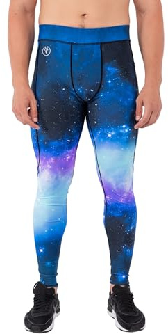 Kapow Meggings Performance Range - Mens Compression Leggings with Pockets for Sports, Athletic Workout Leggings (Starlord 1, M)