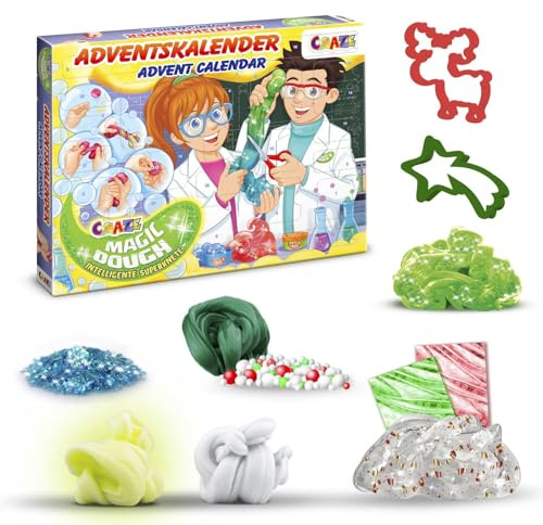 Calendario dell'avvento Magic Dough di Craze - Calendario dell'avvento con Pasta modellabile, 24 Grandi sorprese con Pasta modellabile per Bambini