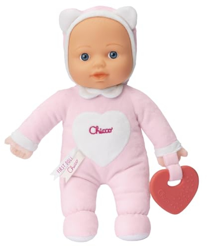Chicco Gioco La Mia Prima Bambola, Bambola Bambina con morbido cuore Massaggiagengive per la Dentizione, Soffice e Leggera, Lavabile in Lavatrice, Giochi Bambini 0 Mesi +, Idea Regalo Neonato, Rosa
