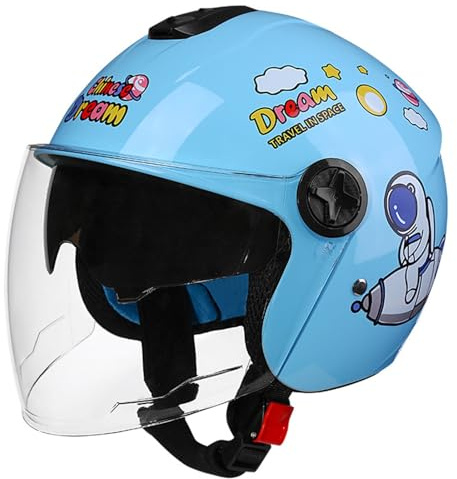 GNIUBBDB Casco de Moto Infantil 3/4, Casco Jet con Visera, Cascos de Ciclomotor para Niños Niñas, Casco de Moto Media Cara Homologado ECE C,50-56CM