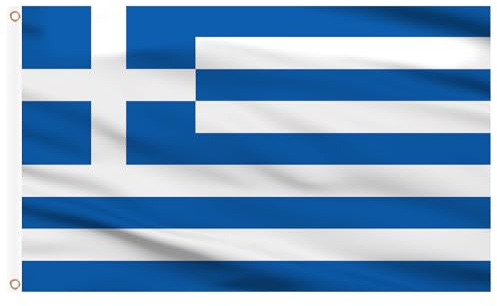 AhfuLife 1pcs Bandiera Grecia, 150×90 cm Bandiera Grecia, Doppio Lato con Occhielli in Ottone, per Coppa del Mondo, Campionato Europeo, Eventi di Calcio, Giardini Esterni e Festa