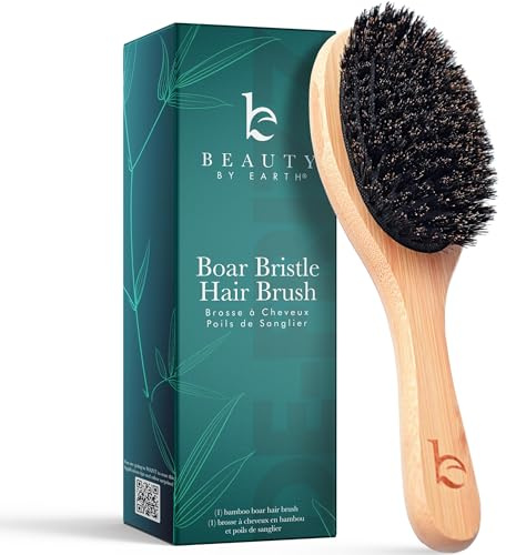 Boar Bristle Hair Brush for Women and Men, Natural 100% Soft Boars Hairbrush for Fine and Thin Hair