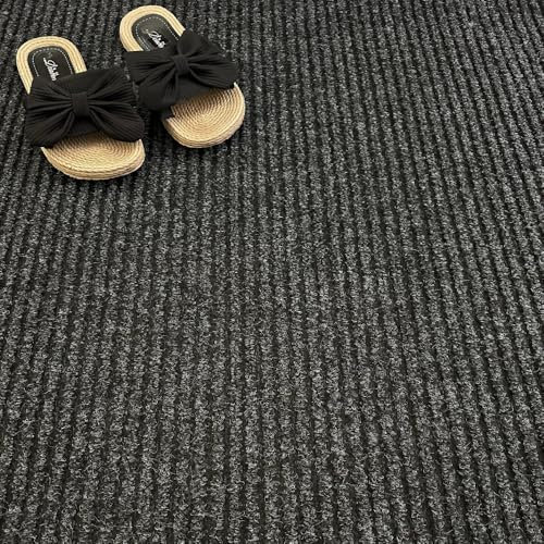 FloorPro Entrance Doorway Matting - Anthracite Ribbed Fibres, Heavy Duty Mat - Ideal for Hallway, Foyer, Lobby Reception, Door Mat - Roll (2 Metre Length x (2m Width))