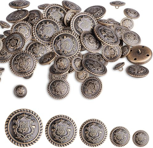 milaosk 50 Piezas Botones de Metal Bronce Botones de Chaqueta Vintage