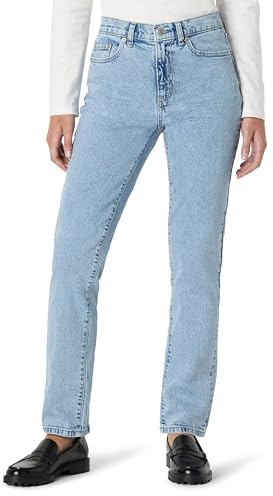 Amazon Essentials Women's High-Rise Straight Leg Jean, Tinted Ice Light Wash, 18