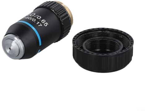 Obiettivi per microscopio compatibili con ottiche corrette, lunghezza del tubo 160 mm, ingrandimenti 4X, 20X, 40X, 60X, 100X, caricato a molla 40X e sopra, montaggio standard DIN 45 mm (40X)