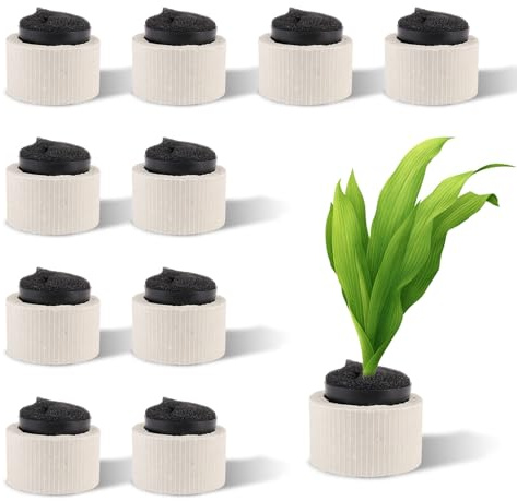 Fatiya Juego de 30 anillos fijos para plantas acuáticas, macetas de porcelana con esponja, cestas fijas para plantar peceras, decoración de peceras, paisajismo (negro)