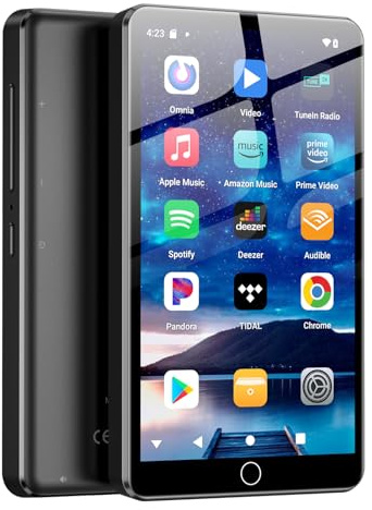 144GB MP3 Players con Bluetooth WiFi, 2000mAh MP4 Players con Pantalla táctil de 4 «y Altavoz, Android 13 OS MP3 Music Players con Spotify Kids, Audible, Amazon Music, Play Store (Black)
