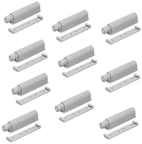 Gedotec Druckschnapper Magnet-Schnapper Push-to-Open Türöffner mit magnetischer Zuhaltung | Türschnapper stark mit magnetischer Gegenplatte | 10 Stück - Druck-Möbelschnäpper Schublade & Schranktüren