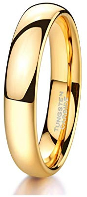 CROWNAL 1mm 2mm 3mm 4mm 5mm 6mm 7mm 8mm Tungsten Silver/Yellow Gold/Rose Gold/Black Wedding Band Ring Men Women Plain Dome Polished Comfort Fit Size 3 To 17 (Gold 5mm,9.5)