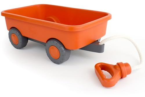 Green Toys Wagon, Orange CB - Pretend Play, Motor Skills, Kids Outdoor Toy Vehicle. No BPA, phthalates, PVC. Dishwasher Safe, Recycled Plastic.