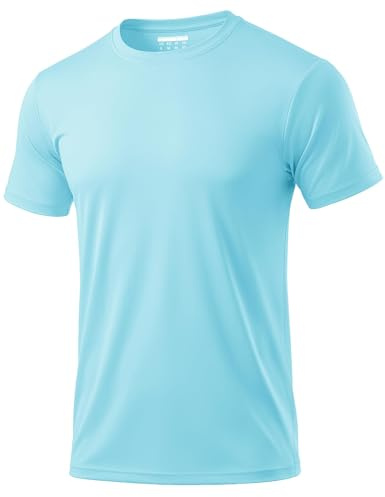 MAGCOMSEN Herr UV-skydd sportskjorta UPF 50+ snabbtorkande andningsaktiv Rashguard T-shirt, Havsblått, 3XL