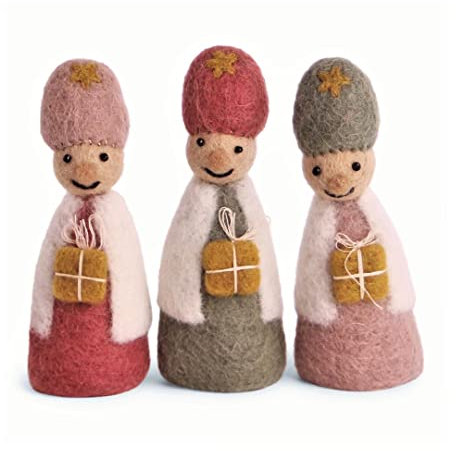 Én Gry & Sif Heilige DREI Könige, Krippenfiguren aus Filz, Hand-Made, fair-Trade, Kinderzimmerdeko, besondere Weihnachtskrippe, 10 cm groß
