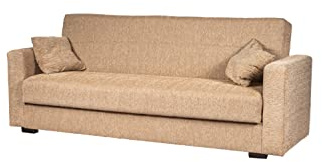 Arredo Stock Divano letto 3 posti tessuto beige, 212x83x73 cm