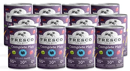 FRESCO Dog NassBarf Pute 12 x 400g | Hundefutter Nass getreidefrei | Mono-Protein & 80% Frischfleisch | Nassfutter für Hunde ohne künstliche Zusätze | Aus Deutschland
