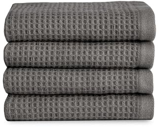 Cozy Earth Waffle Washcloths - 60% Cotton 40% Viscose from Bamboo Washcloths 13 x 13 Inches - Soft & Absorbent Terry, Reversible Mini Textured Waffle & Weave Pattern - 4 Pack