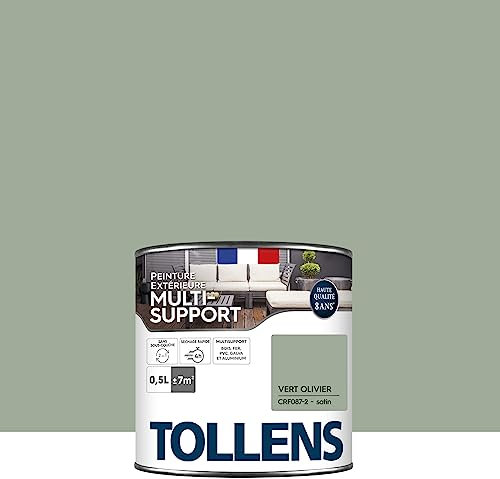 Tollens Peinture extérieure multisupport - Ultra résistante Haute qualité - Satin - Vert Olivier - 0,5L = 7m2